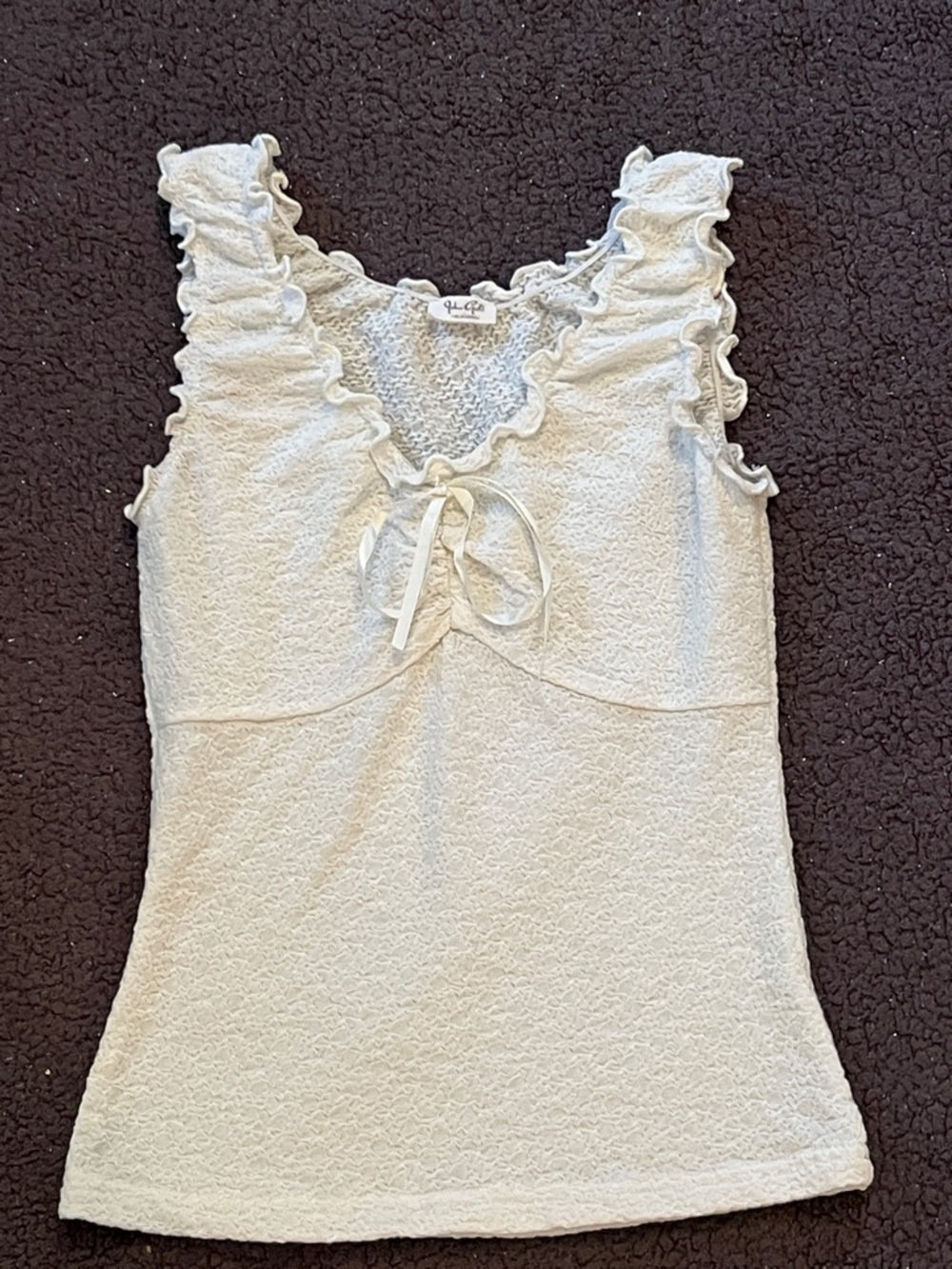 John Galt Women's Cream Ruffle Tie-Front Textured Tank Top